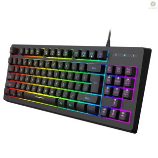 [DZ]YWYT Y200 คีย์บอร์ดเล่นเกม แบบใช้สาย USB เมมเบรน 87 คีย์ ไฟ RGB ABS สองสี