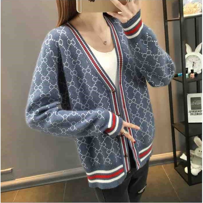 เสื้อกันหนาวคาร์ดิแกน ผ้าถัก ทรงหลวม เข้ากับทุกการแต่งกาย แฟชั่นฤดูใบไม้ร่วง สไตล์เกาหลี สําหรับผู้หญิง