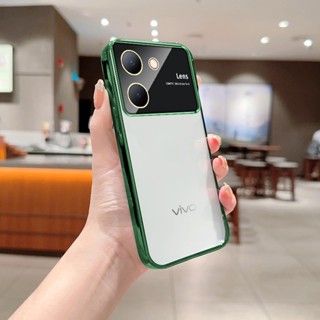 Ybd เคสโทรศัพท์มือถือ ซิลิโคนใส หรูหรา พร้อมฟิล์มเลนส์ กันตก สําหรับ Vivo Y78 Plus Y36 5G