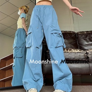 Moon กางเกงขายาว คาร์โก้ กางเกง เชือกอเมริกันคลาสิค Cargo pants 2023 NEW 072912