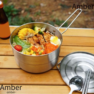 Amber หม้อสเตนเลส ด้ามจับพับได้ ป้องกันน้ําร้อนลวก เครื่องครัวตั้งแคมป์