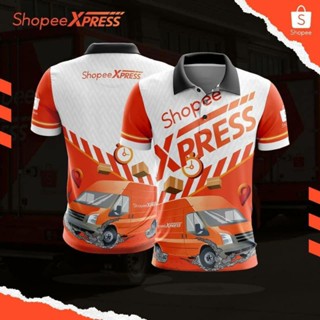 เสื้อยืด แขนสั้น ผ้าไมโครไฟเบอร์ แบบแห้งเร็ว พรีเมี่ยม สําหรับ Shopee Express Jersi Pekerja