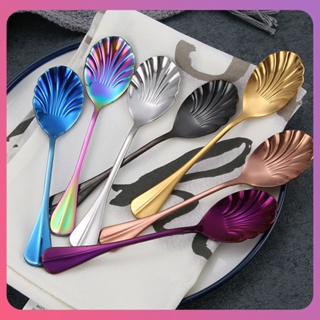 Creative Shell Shaped Stainless Steel Coffee Spoon Blender Tableware Coffee Multi-functional Enjoying Delicious Desserts Kitchen Tableware Accessories [COD]