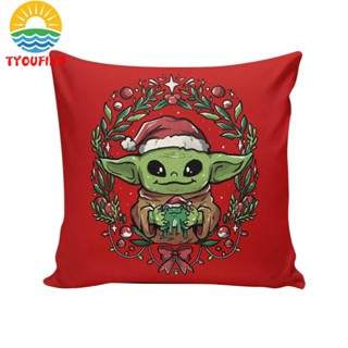 [Tyoufs.Th] ปลอกหมอน ปักครอสสติตช์ พิมพ์ลายคริสต์มาส Yoda 11CT