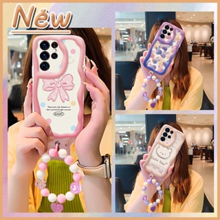 For Girls trend Phone Case For Samsung Galaxy S22 Ultra Anti drop airbag three-dimensional luxurious Full edging Wave border