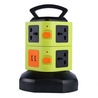 ซ็อกเก็ตแนวตั้ง หลายช่อง สองชั้น พร้อมที่ชาร์จ USB ปลั๊ก UK