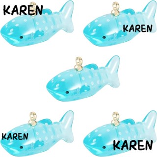 Karen จี้เรซิ่นใส รูปปลาวาฬ สีฟ้า 20 ชิ้น และพวงกุญแจลูกปัด 20 ชิ้น