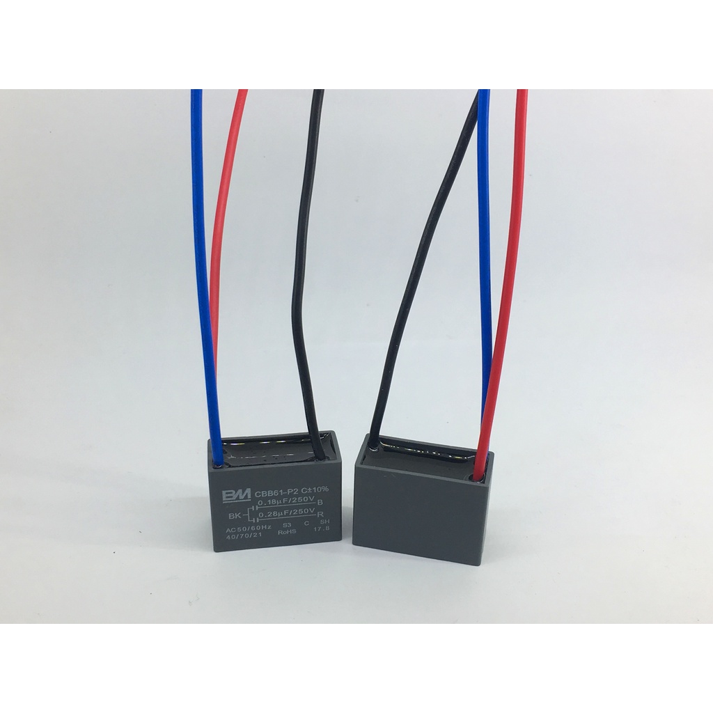 CBB61 0.18 UF/0.28 UF 250V 3 สาย Dual Capacitor พัดลมพัดลมเพดานโคมไฟความเร็วหมุนเวียนวิ่ง Capacitor