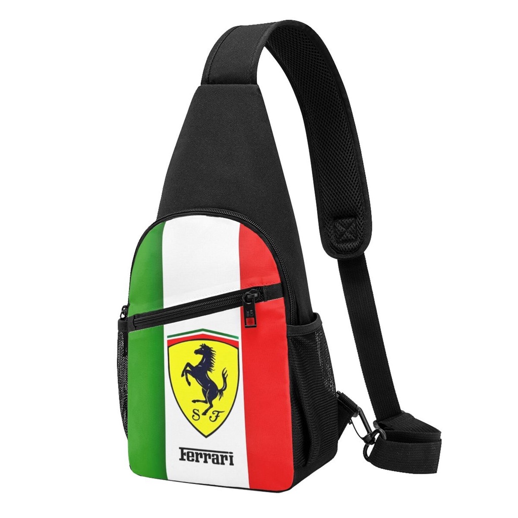 Ferrari กระเป๋าคาดอก กระเป๋าสะพายไหล่ กระเป๋าเมสเซนเจอร์ ลําลอง สไตล์สปอร์ต