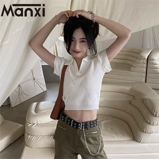 Manxi เสื้อเชิ้ตผู้หญิง เสื้อแฟชั่นผู้หญิง สะดวกสบาย  มีความรู้สึกของการออกแบบ  A91K061