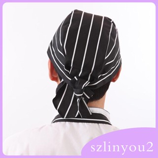 [szlinyou2] หมวกเชฟ ผ้าพันคอ สวมใส่สบาย สําหรับเชฟ พนักงานเสิร์ฟ โรงแรม 3 ชิ้น