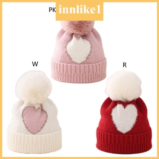 Innlike1 หมวกแก็ป ปักลายหัวใจ ให้ความอบอุ่น แฟชั่นฤดูหนาว สําหรับเด็ก