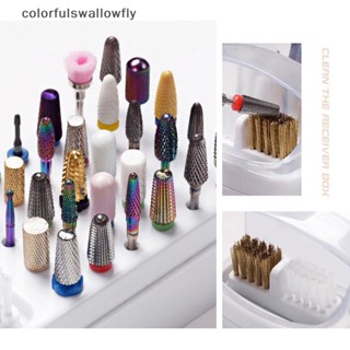 Colorfulfulswallowfly ที่เก็บดอกสว่านเจาะเล็บอะคริลิค 30 หลุม COD