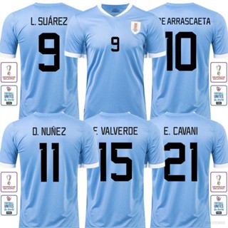 เสื้อกีฬาแขนสั้น ลายทีมชาติฟุตบอล Uruguay World Cup Valveede Nunez Arrascaeta Cavani Suarez 22-23 ชุดเหย้า