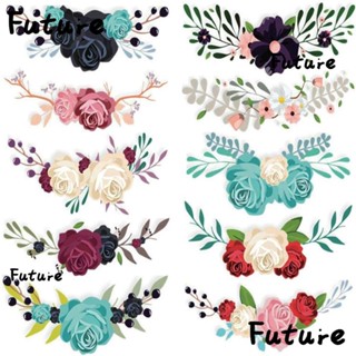 Future สติกเกอร์โพลีเอสเตอร์ PET ลายดอกกุหลาบ สําหรับติดตกแต่งหมวก