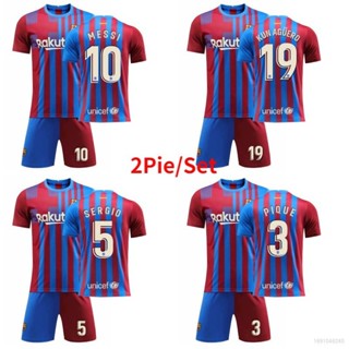 เสื้อกีฬาแขนสั้น ลายทีมชาติฟุตบอล Barcelona FCB 2021-2022 ชุดเหย้า 2 ชิ้น ต่อชุด