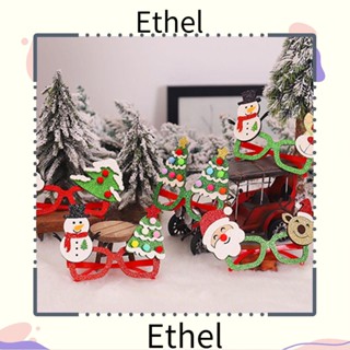 Ethel1 เครื่องประดับ แว่นตา รูปซานตาคลอส สโนว์แมน แวววาว สําหรับตกแต่งคริสต์มาส