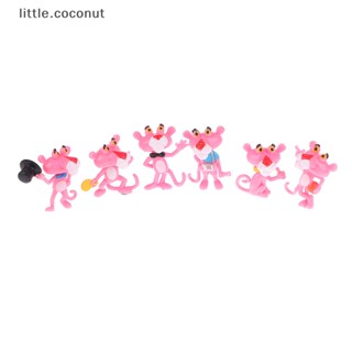 [little.coconut] โมเดลฟิกเกอร์ รูปการ์ตูน Pink Panther น่ารัก สําหรับตกแต่งบ้านตุ๊กตา 6 ชิ้น