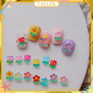 ✧Ready Stcok 10pcs Nail Art Tulip Small Flower Jewelry Semi Transparent 3d Three-dimensional Nail Accessories Manicure Tool For Nail Shop TALLER