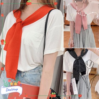 Dealshop เสื้อถัก คอปกปลอม ผู้หญิง แฟชั่น ถอดออกได้ สําหรับเสื้อยืด ผ้าคลุมไหล่ นุ่ม