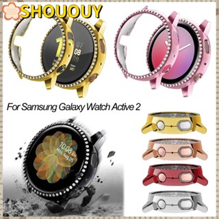 Shououy นาฬิกาข้อมือ PC แบบแข็ง กันกระแทก ประดับเพชรวิบวับ หรูหรา สําหรับ Galaxy Watch Active 2 40 มม. 44 มม.