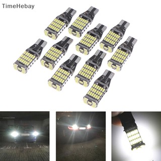 Timehebay หลอดไฟถอยหลังรถยนต์ LED 45 SMD 4014 T15 W16W 6000K EN สีขาว 10 ชิ้น