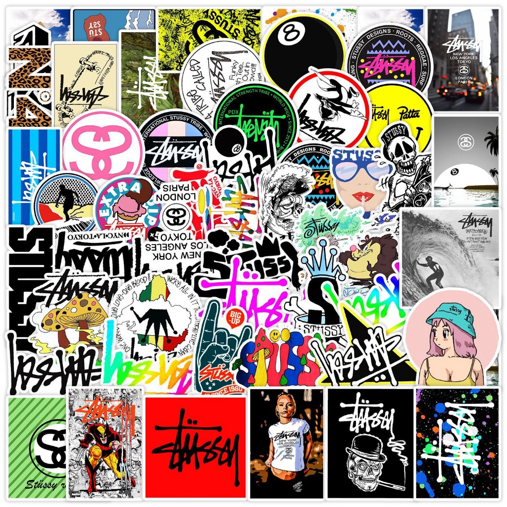 💥พร้อมส่ง💥 Stussy LOGO Haring STICKER สตูสซี่ 50แผ่น กันน้ำ สติ๊กเกอร์ ใช้ซ้ำได้ โทรศัพท์มือถือ วันพีซ สเก็ตบอร์ด