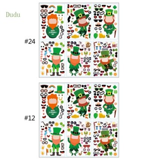 Dudu สติกเกอร์ ลาย Patricks น่ารัก กันน้ํา สําหรับตกแต่งปาร์ตี้คริสต์มาส DIY 12 24 แผ่น