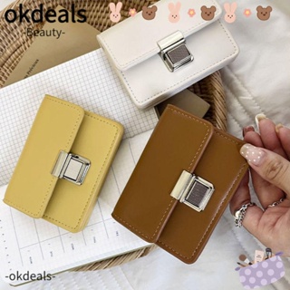 Okdeals กระเป๋าสตางค์ กระเป๋าใส่เหรียญ หนัง PU ลายหนังจระเข้ ขนาดเล็ก สีพื้น แฟชั่นสําหรับผู้หญิง