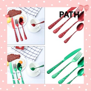 Path ชุดเครื่องใช้บนโต๊ะอาหาร สเตนเลส พิมพ์ลายเกล็ดหิมะ พับได้ 4 ชิ้น