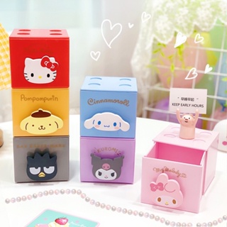 กล่องลิ้นชักเก็บของ ทรงสี่เหลี่ยม ขนาดเล็ก ลายการ์ตูน Sanrio วางซ้อนกันได้