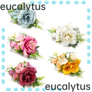 Eucalytus1 หวีผม ดอกไม้ แวววาว เจ้าสาว กิ๊บ เครื่องประดับผม งานแต่งงาน เจ้าสาว คริสตัล เครื่องประดับผม