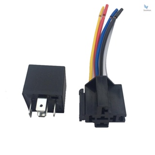 {fash} รีเลย์ยานยนต์ 12V 40A AMP 5 SPDT พร้อมซ็อกเก็ต 5 Pin 5 สาย สําหรับ GPS โคมไฟ พัดลม เครื่องปรับอากาศ