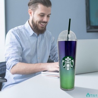 710/473ml Starbucks Straw Cup Reusable Double Layer Arch Cap Pp Plastic Cup Bpa Free Water Cup With Straw TH1