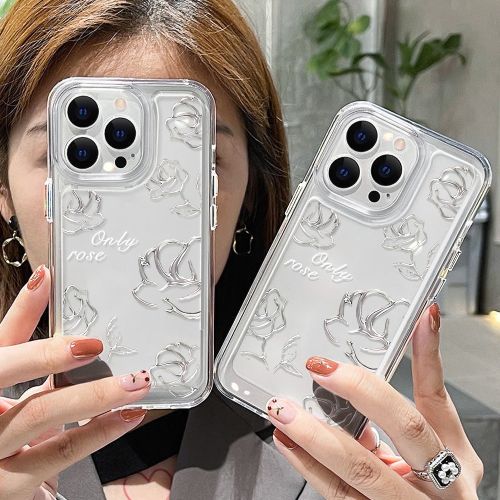 เคสโทรศัพท์มือถือแบบนิ่ม For iphone 7 8 14 Plus 11 12 13 14 Pro Max X XS Max SE 2020 SE XR TPU เคสโทรศัพท์มือถือดอกไม้ใส