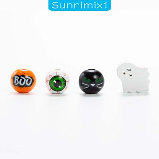 [Sunnimix1] ลูกปัดไม้ ลายฮาโลวีน หลากสี พร้อมรู สําหรับทําเครื่องประดับ งานฝีมือ ตกแต่งบ้าน ฮาโลวีน DIY 40 ชิ้น