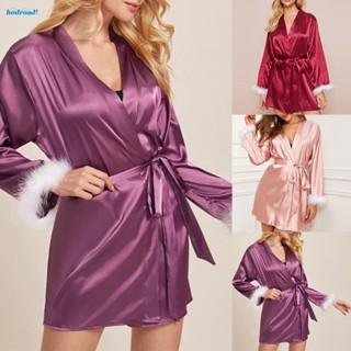 【HODRD】Womens Sleepwear Underwear V Neck Wedding Bathrobe Bridesmaid Daily Gown【Fashion】