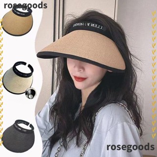 Rosegoods1 หมวกฟางกันแดด แฮนด์เมด กัน UV สําหรับขี่จักรยาน ชายหาด