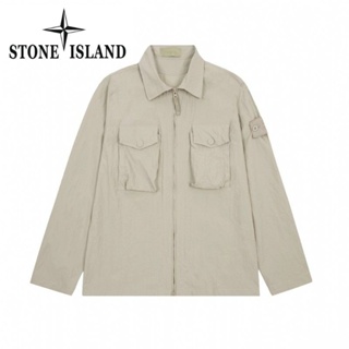 Stoneisland100% เสื้อแจ็กเก็ต คอปกพับ ทรงหลวม สไตล์สตรีท เรียบง่าย สําหรับผู้ชาย