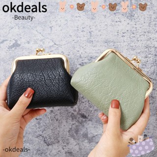 Okdeals กระเป๋าสตางค์ ผ้าแคนวาส หนัง PU สีแคนดี้ สําหรับผู้หญิง