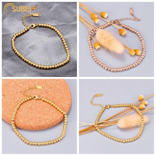 Sukaa สร้อยข้อมือ กําไลข้อมือ ชุบทอง 18k จี้ลูกบอลนําโชค สีโรสโกลด์ เครื่องประดับ