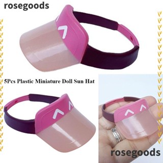 Rosegoods1 หมวกกันแดดน่ารัก ขนาดเล็ก 5.5 ซม. สําหรับตกแต่งบ้านตุ๊กตา 5 ชิ้น ต่อชุด