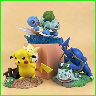 Sqt โมเดลฟิกเกอร์ Pokemon Pikachu Togepi Squirtle Bulbasaur ของเล่นสําหรับเด็ก เก็บสะสม 3 ชิ้น