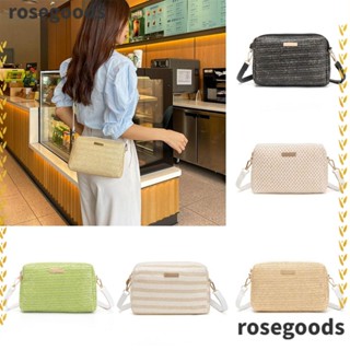 Rosegoods1 กระเป๋าสะพายไหล่ กระเป๋าถือ แบบสาน เหมาะกับฤดูร้อน สําหรับสตรี