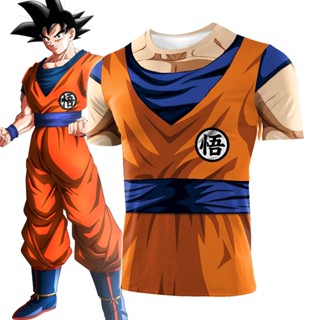 เสื้อยืดแขนสั้น ชุดคอสเพลย์ Dragon Ball Son Goku แบบแห้งเร็ว สําหรับออกกําลังกาย