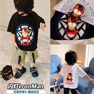 Cod เสื้อยืดคอกลม แขนสั้น พิมพ์ลาย Iron Man น่ารัก ระบายอากาศ สไตล์เกาหลี แฟชั่นฤดูร้อน สําหรับเด็กผู้ชาย