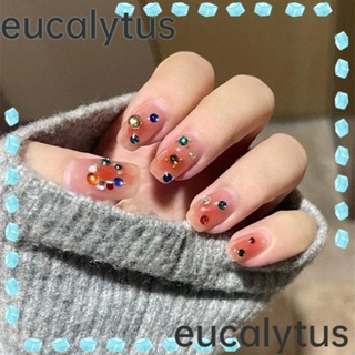 Eucalytus1 เล็บปลอม แฮนด์เมด พร้อมกล่องเครื่องมือ สีนู้ด สีชมพู สําหรับผู้หญิง XS S M L