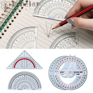 Hshelan ไม้โปรแทรกเตอร์วัดมุม พลาสติกใส ทรงสามเหลี่ยม ครึ่งวงกลม 180 360 องศา ทนทาน