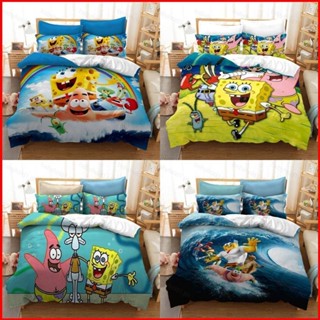 Fash SpongeBob 3in1 ชุดเครื่องนอน ผ้าปูที่นอน ผ้าห่ม ห้องนอน ล้างทําความสะอาดได้ สะดวกสบาย ชุดบ้าน