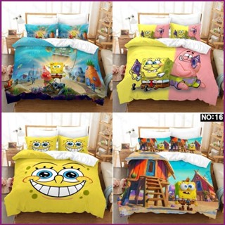 Trend SquarePants 3in1 ชุดเครื่องนอน ผ้าปูที่นอน ผ้าห่ม ปลอกผ้านวม บ้าน ห้องนอน ล้างทําความสะอาดได้ สะดวกสบาย หอพัก สูทซีดจาง